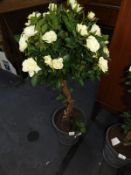 *Artificial Flowering Rose in Pot
