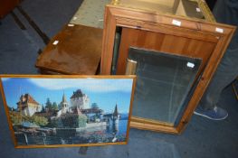 Oak Picture Frame, Mirror, and a Framed Jigsaw Puz