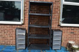 *Black Plastic Shelving and Storage Drawers