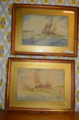 Pair of Gilt Framed Watercolours - Nautical Scenes