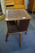 Carved Dark Oak Revolving Bookcase