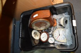 Box of Assorted Mantel Clocks, Darkroom Timer, etc