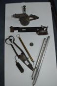 Metalware Including Brass Blowtorch, Sheers, Bicyc