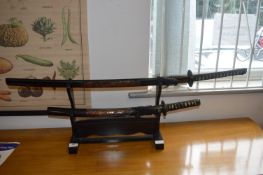 Ornamental Samurai Sword Set of Stand