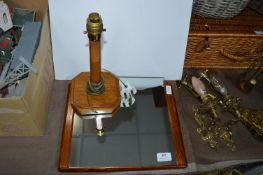 Vintage Wooden Framed Mirror and Lamp Base