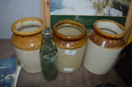 Three Stoneware Jars and a Bowl