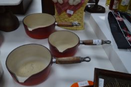 Three Le Creuset Cast Iron Sauce Pans