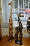 Two Wooden Giraffes