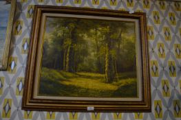 Oil on Canvas by K. Nelson - Woodland Scene