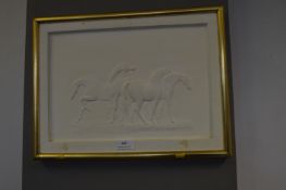 Framed Plaster Relief of Horses