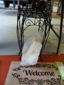 *Two Plant Stand, Welcome Mat and a Hose