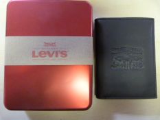 *Levi's Dark Brown Leather Bi-Fold Wallet