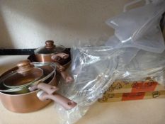 *Five Saucepans (Used) and a Quantity of Self Adhe