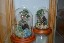 Pair of Glass Domed Oriental Gardens