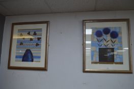 Pair of Modern Prints - Flower Arrangements