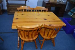 Modern Pine Farmhouse Style Kitchen Table with Four Chairs