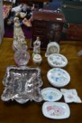 Wedgwood Dishes and Clock, Cabinet, Figurines, etc