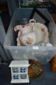 Box of Light Fittings, Jug & Bowl Wash Set, etc.