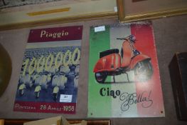 Two Reproduction Scooter Advertising Signs