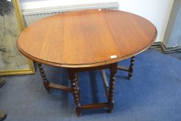 Oak Gate Leg Barley Twist Oval Dining Table