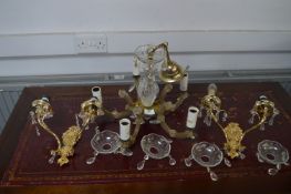 Glass Chandelier and Wall Sconces