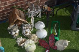 Assortment of Decorative Garden Items; Planters, B