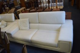 Cream Leather Adjustable Sofa
