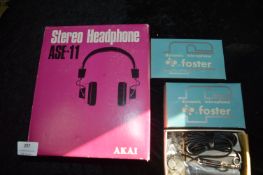 Pair of Akai Vintage Stereo Headphones and Two Fos