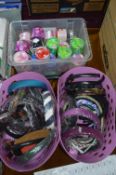 Two Baskets of Girls Headbands and a Box of Jewell