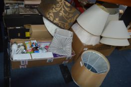 Box of Lamps Shades and Light Bulbs