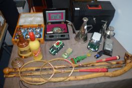 Boules Set, Walking Sticks, Diecast Cars, Jeweller