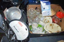 Box of Kitchenware and Aluminium Pans