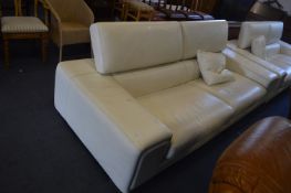 Cream Leather Adjustable Sofa