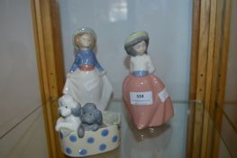 Two Nao Ladies and a Pair of Puppies