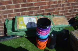 Small Plastic Buckets, Chair Raises and Two Packs