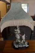 Table Lamp Featuring a Cat and a Dog