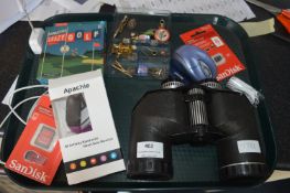 Tray Lot of Collectibles Including Chinon Binocula