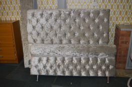 Crystal Studded Silver Velvet Bed Framed (Some Fau