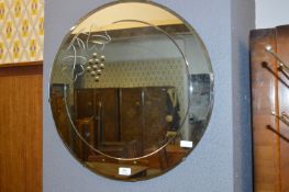 1930s Bevelled Edge Circular Wall Mirror with Grap