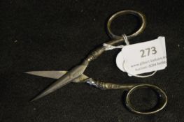 Pair of Silver Handled Sewing Scissors - Birmingha