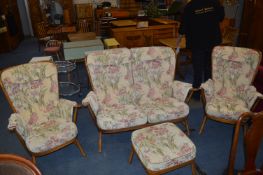 Ercol Medium Oak Three Piece Suite Comprising of T