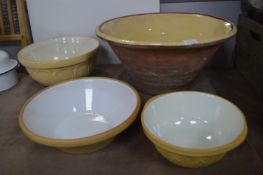 Large Terracotta Pancheon and TG Green Mixing Bowls