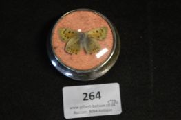 Hallmarked Silver Powder Box with a Moth inside Gl