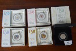 Five Royal Mint Boxed Beatrix Potter Silver Proof