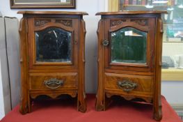 Two Edwardian Mahogany Cabinets with Beveled Edge