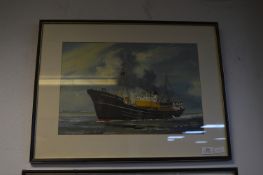 Framed Watercolour of Ship: Kingston Jacinth by Ha
