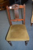 Mahogany Hall Chair with Green Upholstered Seat
