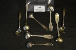 Eight Hallmarked Silver Mustard Spoons