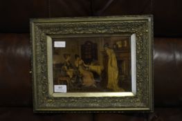 Gilt Framed Crystoleum Ladies Taking Tea