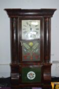 Mahogany Cased Wall Clock with Floral Motif